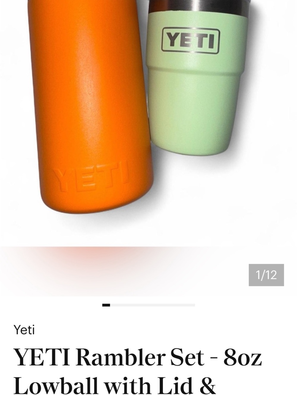 YETI Rambler Set - 8oz Lowball with Lid & Colster Can Holder Orange/Green